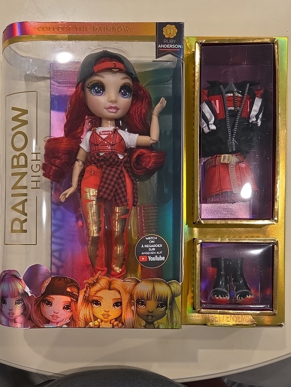 Rainbow Ruby Anderson Doll in Red and Gold Outfit with Extra Clothes